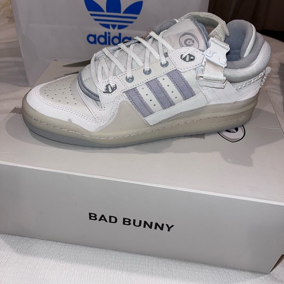 adidas Other - Adidas Forum Bad Bunny White size 10.5 Shoes Buckle Low